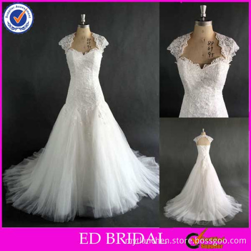 LN119 Detachable Bolero Open Back Modified Mermaid Real Pictures Of Beautiful Wedding Gowns